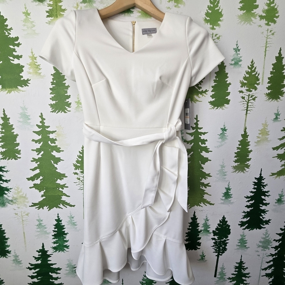 Elegant Marc New York White Ruffle Dress